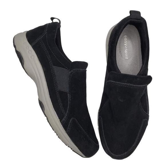Easy Street | WIDE WIDTH Black Genuine Leather Comfort Sneakers Women's 7.5W - Picture 1 of 12